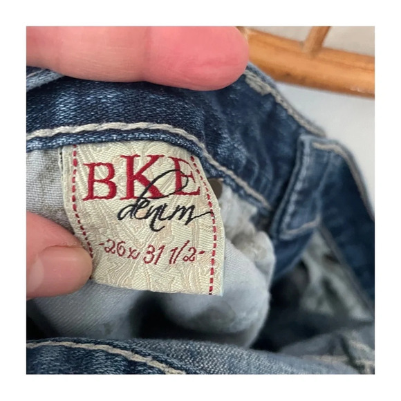 BKE Y2K Denim Distressed Mya Low Rise Boot Cut Jeans Sz 26 - Picture 9 of 12